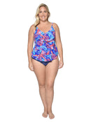 Tiered front tankini with a mid rise bottom in missy sizes