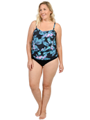 "Midnite Hibiscus" print blouson tankini