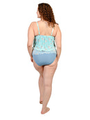 back view of the blouson tankini in Dream Weaver print.