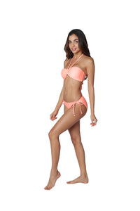 Coral color IG4980RD Bandeau top with string tie bottom