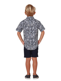 Boys Hawaiian shirt in 100% cotton, side view