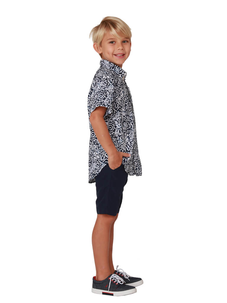 Boys Hawaiian shirt in 100% cotton, sodeview