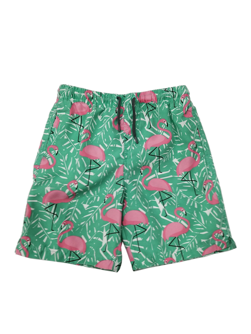 Boy's Swim Trunk in flamingo print