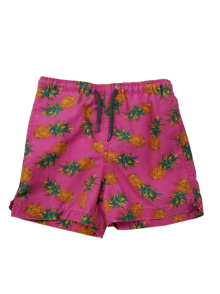 CKLS25 Boys Swim Trunks in a randomized pineapple print