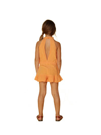 Girl's high neck cover up romper, back detail