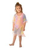 Tasseled Fishnet Dress for Girl's in Tie Dye