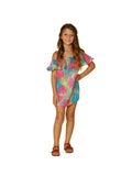 Girl's "peasant dress" cover up in Lush Leaves print