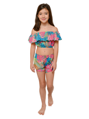 Flounced top and short set in Lush Leaves print.