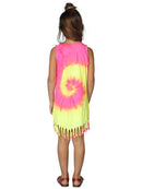 Tie-dyed dress with fringe bottom