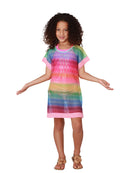 Girls rainbow printed mesh cover up.