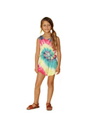 Swirl tie dye rainbow romper cover up