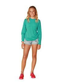 Seafoam long sleeve crew neck sun shirt for girls.