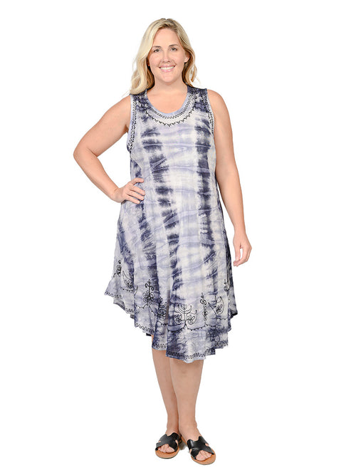 I09R503-Slate Tie Dye Umbrella Dress