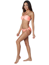 Bandeau Top with string bottom bikini in Coral