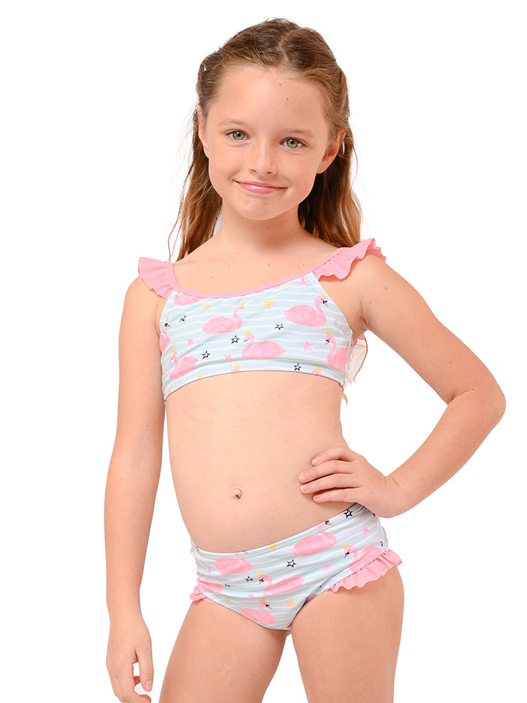 INGEAR girls ruffled bikini in #427 (Swan Princess print)