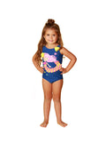 Appliqué enhanced Mermaid bathing suit for little girs