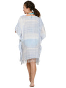 Printed poncho in "Bo Ho Blue pattern, back view