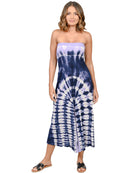 Navy and lilac tie die tube top jumpsuit