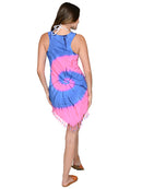 ITD380-Racer Back pnk/blu tank dress with fringe bottom back view