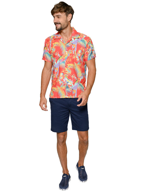 KOHS31 - RED Parrot print shirt