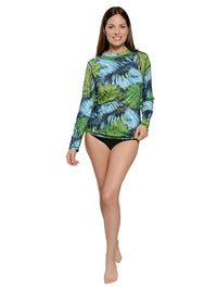 Long sleeve sun shirt in (068) Foil Ferns print