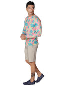 Men's sun shirt printed in lush leaves, side view