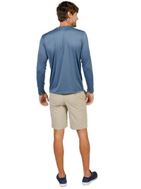 Marine blue sun shirt, back view