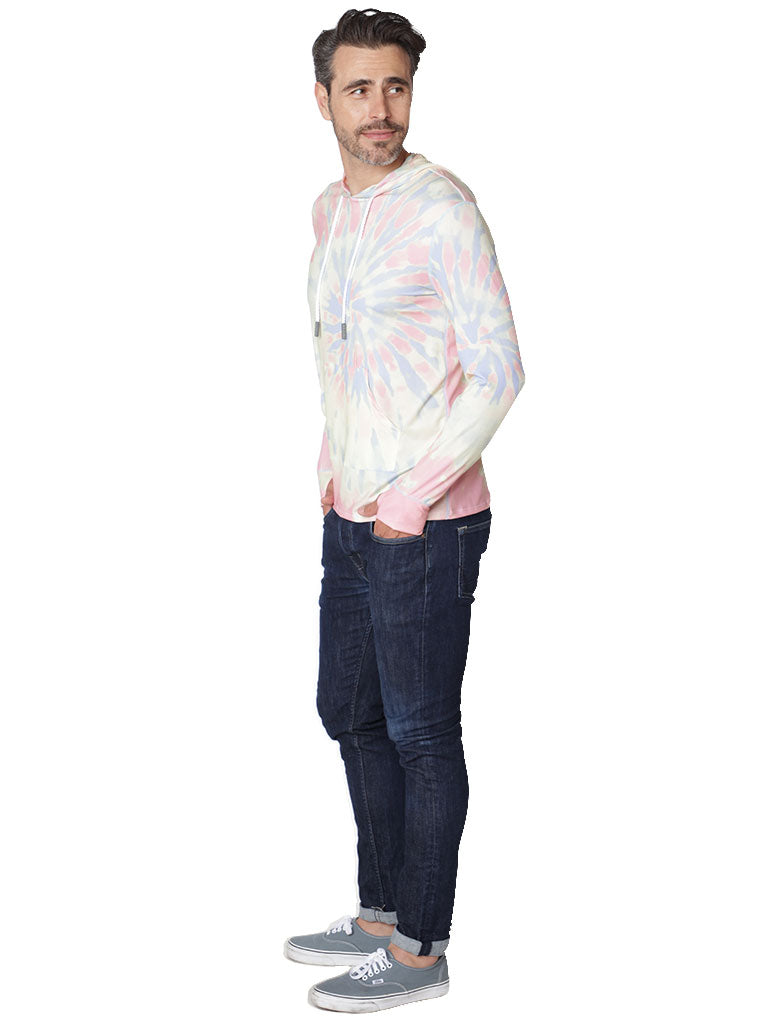 Men's Long Sleeve Hoodie printed in tie-dye