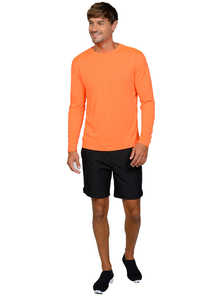 Men's UPF 50+ UV Sun Protection Outdoor Long Sleeve Performance T-Shirt in birdseye fabric