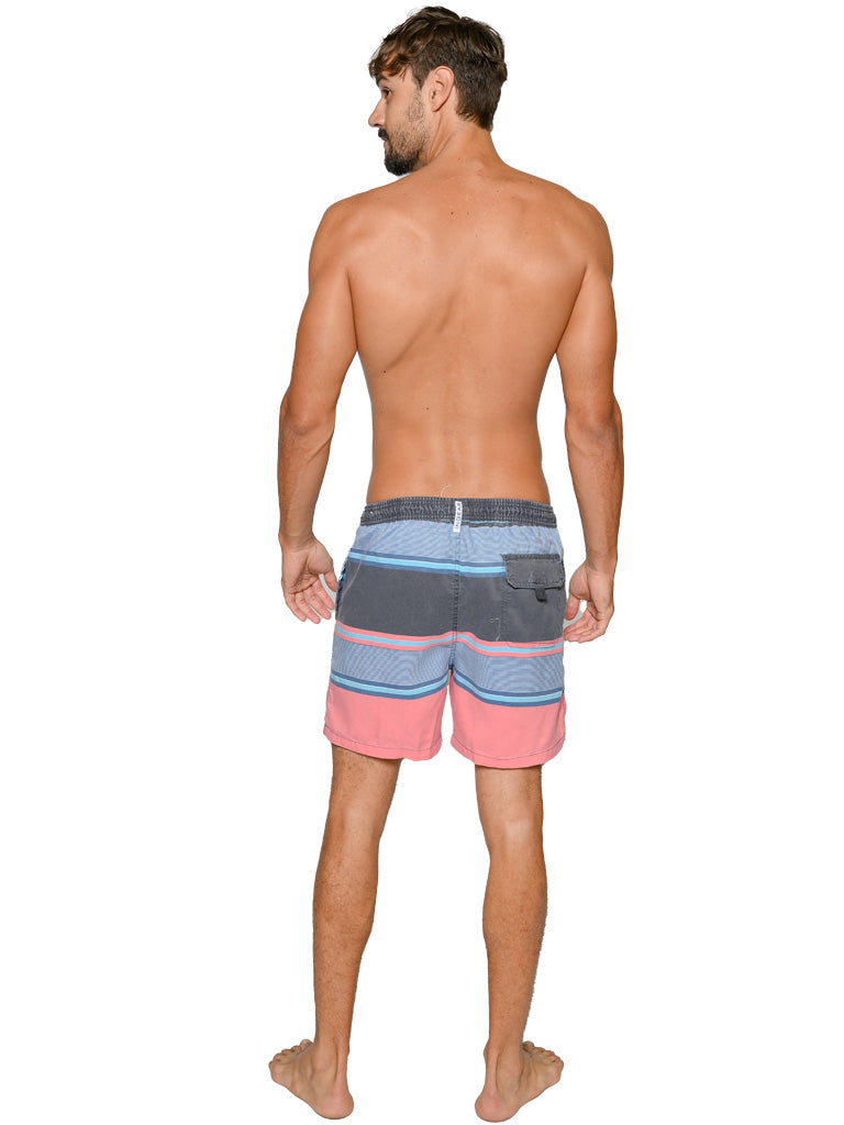 MLS25-508, "Coral Stripe" print short, back view