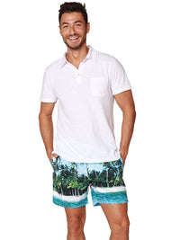 Beach scene swim trunks front view