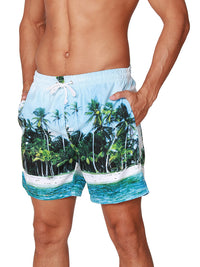 Beach scene swim trunks front close-up