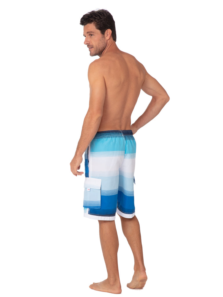 Men's Board Shorts in blue horizontal stripes