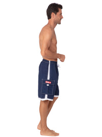 Men's Elastic Swim Shorts in Navy, side view