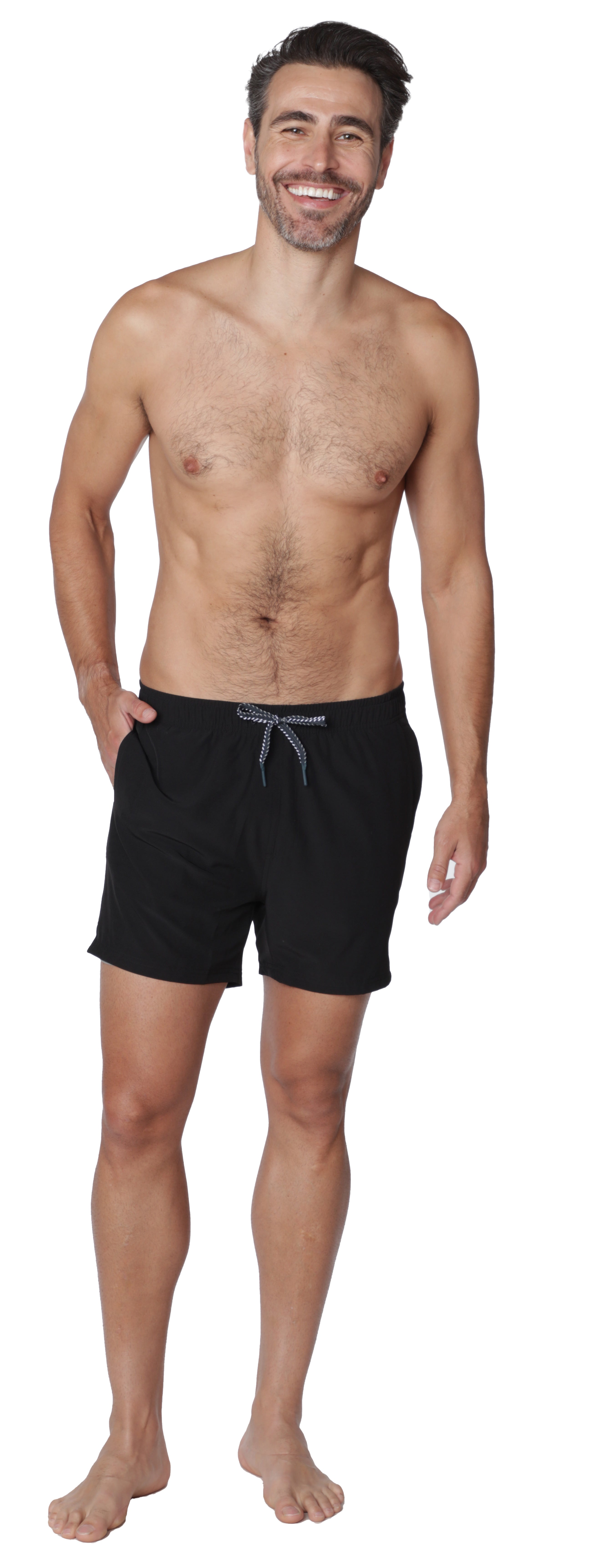 Black shorts with inner pant lining and pull-cord in front (BLK)