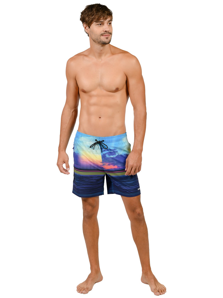 MS45 784- Sunset Sky Men's 4-way stretch short front view