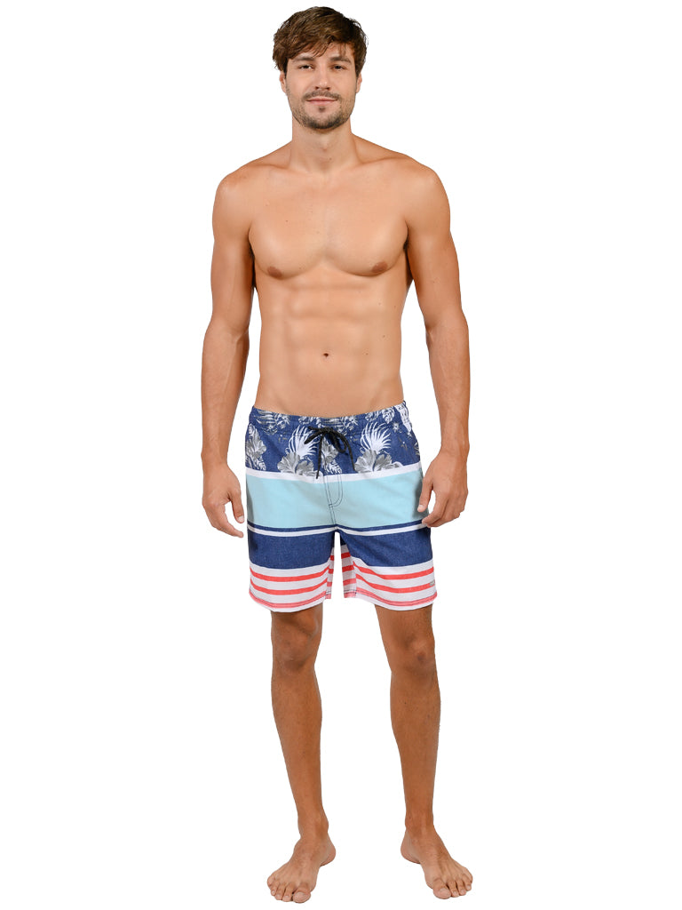 MS45-786, "Hibiscus Stripe" shorts for men, front view