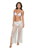 White mesh pant with side slit