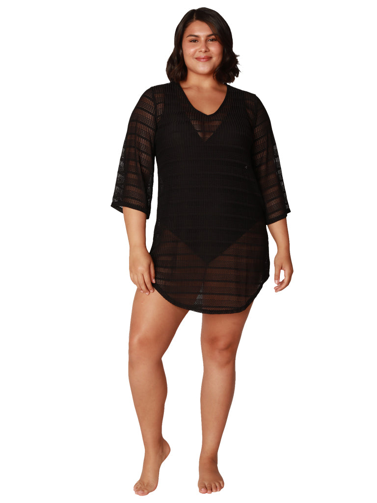 V-neck mesh dress, front view