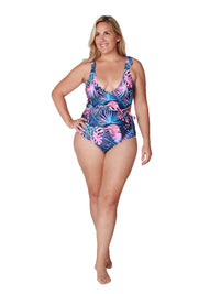 Tie shoulder and front surplice one piece in a Botanique print