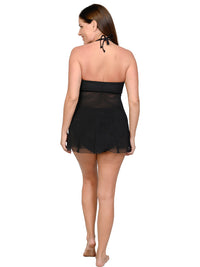 Back view of Mesh float tankini in Black, back view