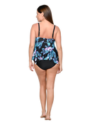 Keyhole Handkerchief tankini in  Midnight Hibiscus print, back view