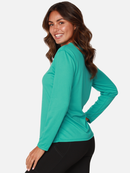 Women's UPF-50 Protective Sun shirt in Aqua (lateral)